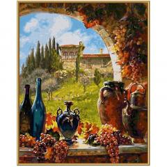 Kit pictura cu numere - Vinul din Toscana, 40x50 cm