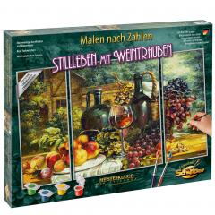 Kit pictura cu numere - Triptic - Natura Moarta cu Struguri, 50x80 cm