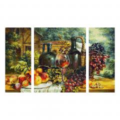 Kit pictura cu numere - Triptic - Natura Moarta cu Struguri, 50x80 cm