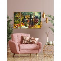 Kit pictura cu numere - Triptic - Natura Moarta cu Struguri, 50x80 cm