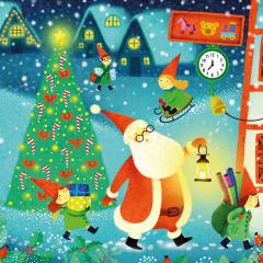 Usborne Book and 3 Jigsaw Puzzles: Santa