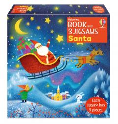 Usborne Book and 3 Jigsaw Puzzles: Santa