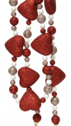 Ornament brad - Heart - Red, 200 cm