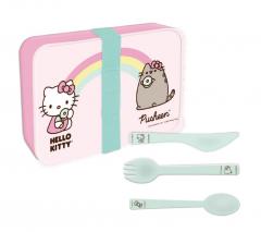 Cutie pentru pranz - Hello Kitty & Pusheen with Cutlery