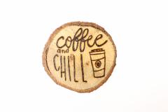 Suport de pahare, din lemn reciclat "Coffee and chill"