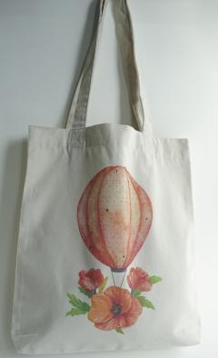 Tote Bag - Balon cu aer cald - Floare de mac