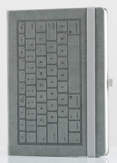 Carnet - Keyboard A5, grey, hard cover, ruled