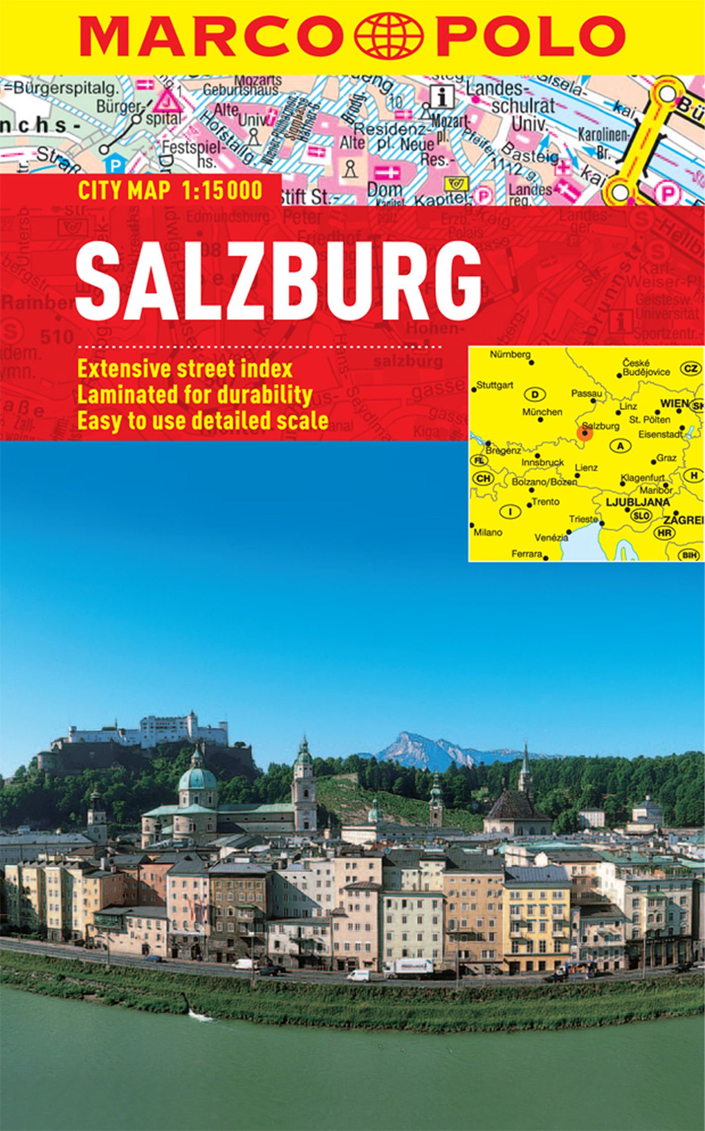 Salzburg Marco Polo Laminated City Map 