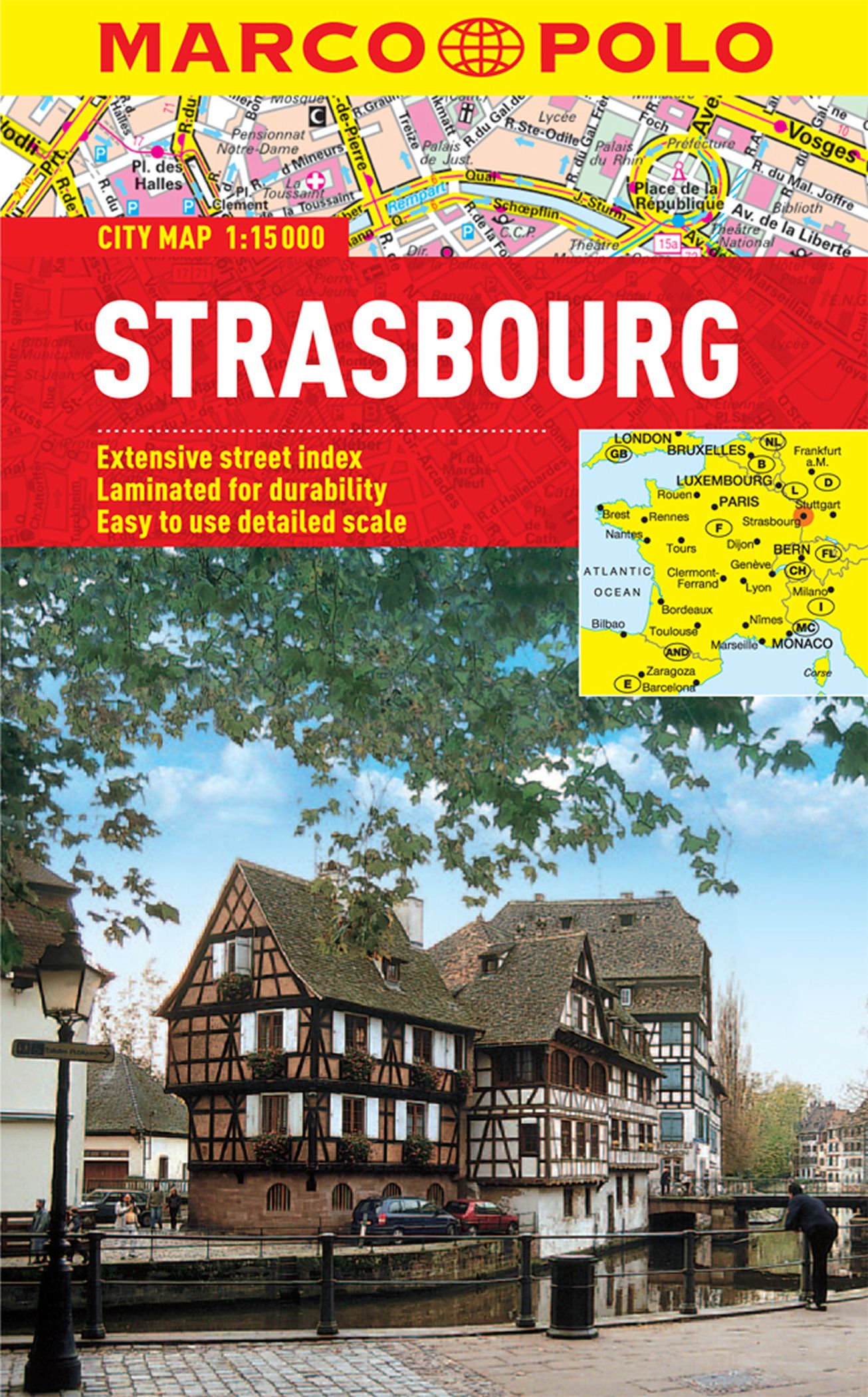 Strasbourg Marco Polo Laminated City Map 