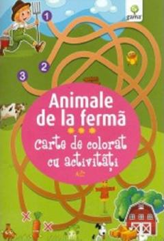 Animale de la ferma - Carte de colorat cu activitati