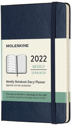 Agenda 2022 - 12-Month Weekly Planner - Pocket, Hard Cover - Sapphire Blue