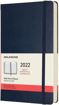 Agenda 2022 - 12-Month Daily Planner - Large, Hard Cover - Sapphire Blue