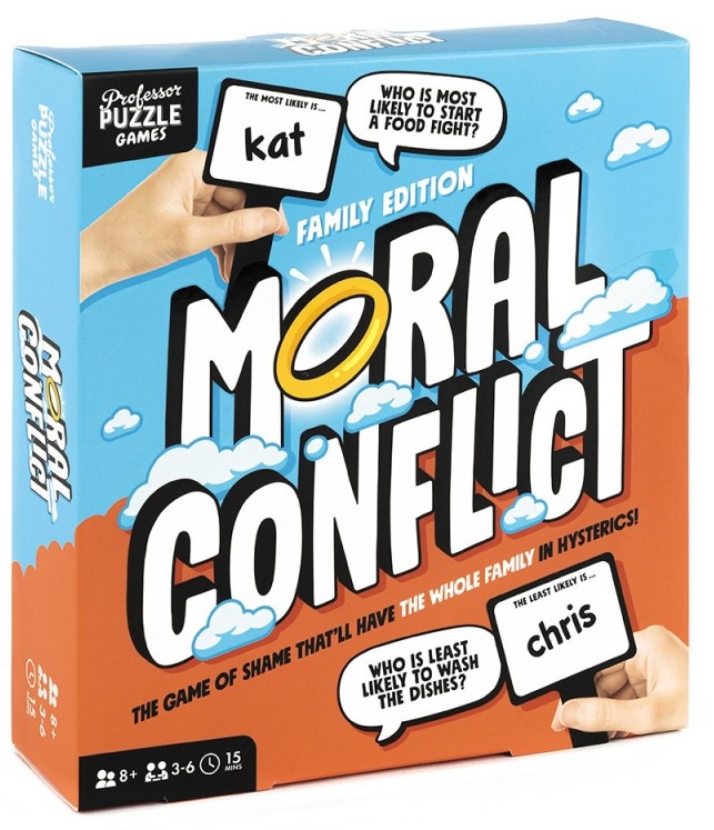 Professor Puzzle Moral Conflict Family Edition – Gioco Da Tavolo Per Famiglie Con 100 Carte E 6 Lavagnette