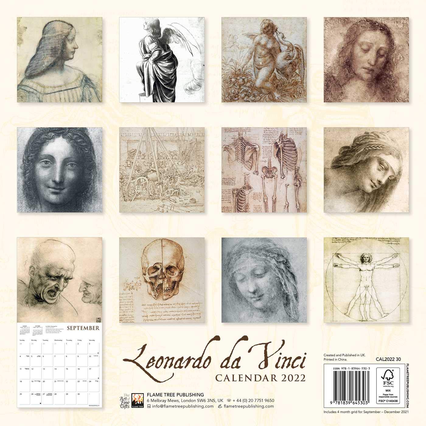 Calendar 2022 Art Leonardo da Vinci Flame Tree Studio