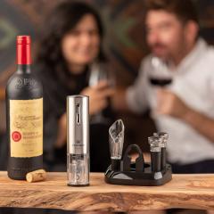 Set premium accesorii vin cu tirbuson electric si baza reincarcabila - Cosvino