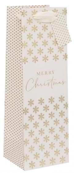 Punga de cadou - Bottle - Embossed Snowflakes - Gold