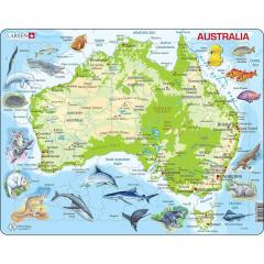 Puzzle 65 piese - Maxi - Harta Australiei cu Animale