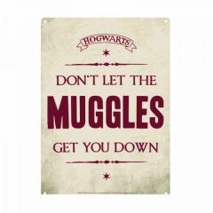 Placa din metal - Hogwarts (Don't let the Muggles get you down)