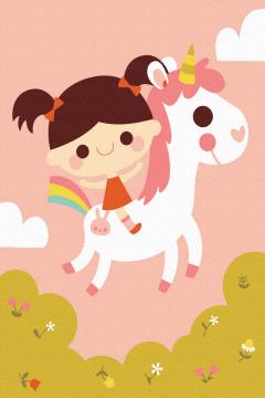 Set pictura pe numere - Unicorn Colorat, 20x30 cm