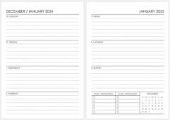 Rezerva de hartie pentru Agenda A5 - Organizare saptamanala 2025