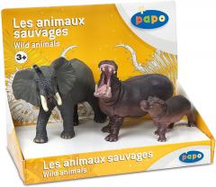 Set 3 figurine - Elephant and Hippos