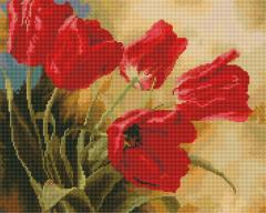 Goblen cu diamante - Lalele rosii, 40x50 cm