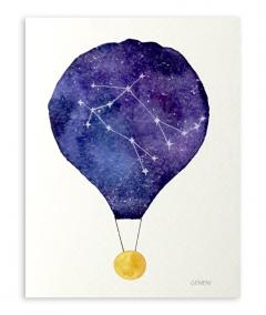 Felicitare - Constelatie Gemeni - Balon cu aer cald