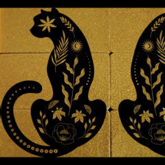 Cub Rubik - Iconic - Linocut: Cat Gold Effect