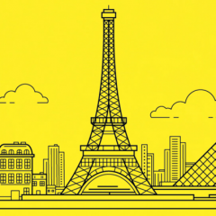 Cub Rubik - Design - Travel: Paris Skyline Neon Yellow