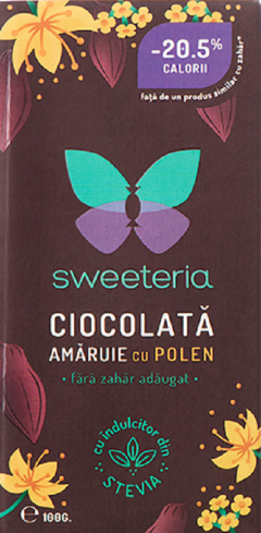 Ciocolata neagra amaruie cu polen, fara zahar