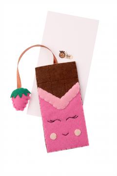 Semn de carte - Tableta de ciocolata cu zmeura, roz