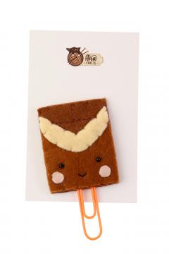 Semn de carte - Ciocolata cu lapte, agrafa portocalie