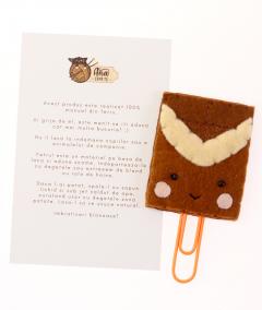 Semn de carte - Ciocolata cu lapte, agrafa portocalie