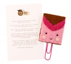 Semn de carte - Ciocolata cu zmeura, agrafa roz