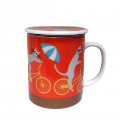 Cana cu capac - Cycling Cat Orange