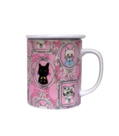 Cana din portelan - Framed Cat Pink