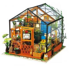 Puzzle 3D din lemn - Minicasuta Verde - Floraria Cathy