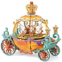 Puzzle 3D din lemn - Musical Box - Pumpkin Carriage, 165 piese