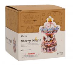 Puzzle 3D din lemn - Musical Box - Starry Night, 174 piese