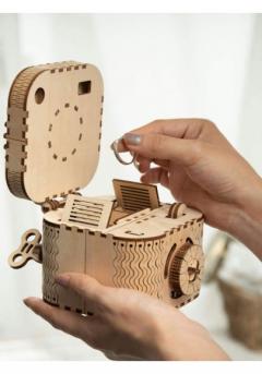 Puzzle 3D din lemn - Treasure Box, 123 piese