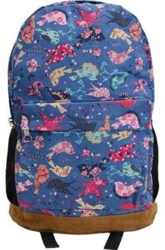 Ghiozdan cu pasari albastru