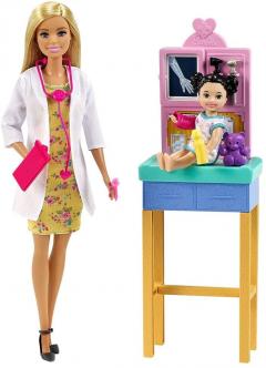 Set jucarii - Barbie Cariere - Papusa doctor pediatru blonda 