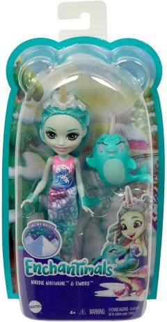 Papusa cu animalut - Enchantimals - Naddie Narwhal si Sword