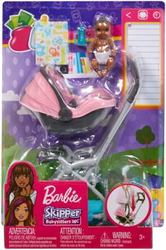 Set Barbie Skipper Babysitters Carucior Roz Cu Bebelus