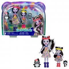 Papusi Enchantimals - Set Sage Skunk & Caper si Sabella Skunk & Striper