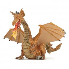 Figurina - The Enchanted World - Gold Dragon with Flame