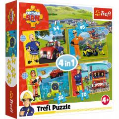 Puzzle 4 in 1 -  Pompierul Sam - Curajosul Sam