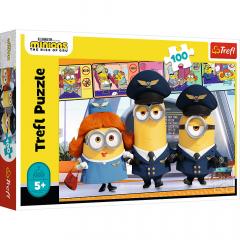 Puzzle 100 piese - Minionii la aeroport