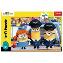 Puzzle 100 piese - Minionii la aeroport