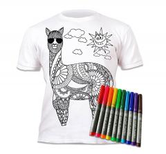 Tricou de Colorat cu Markere Lavabile - Lama, 3-4 ani